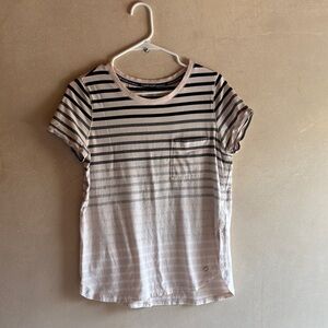 Calvin Klein Black and Cream Striped Performance Tee